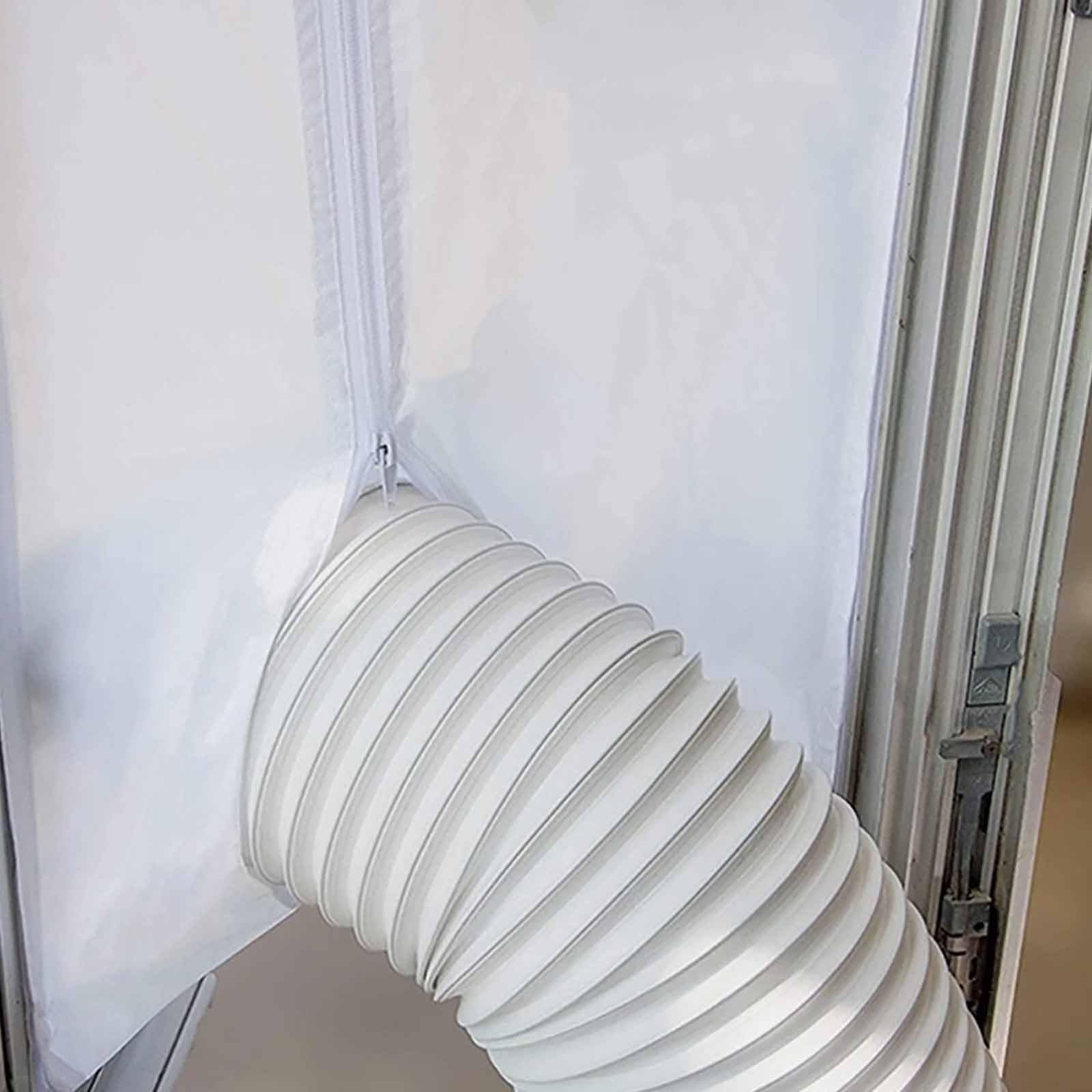 Fensterabdichtung für Mobile Klimageräte Weiß Heißluftstopp Klimaanlage Fensterabdichtung Wäschetrockner Ablufttrockne Hot Air Stop zum Anbringen an Fenster Geeignet für Fenster Flügelfenster