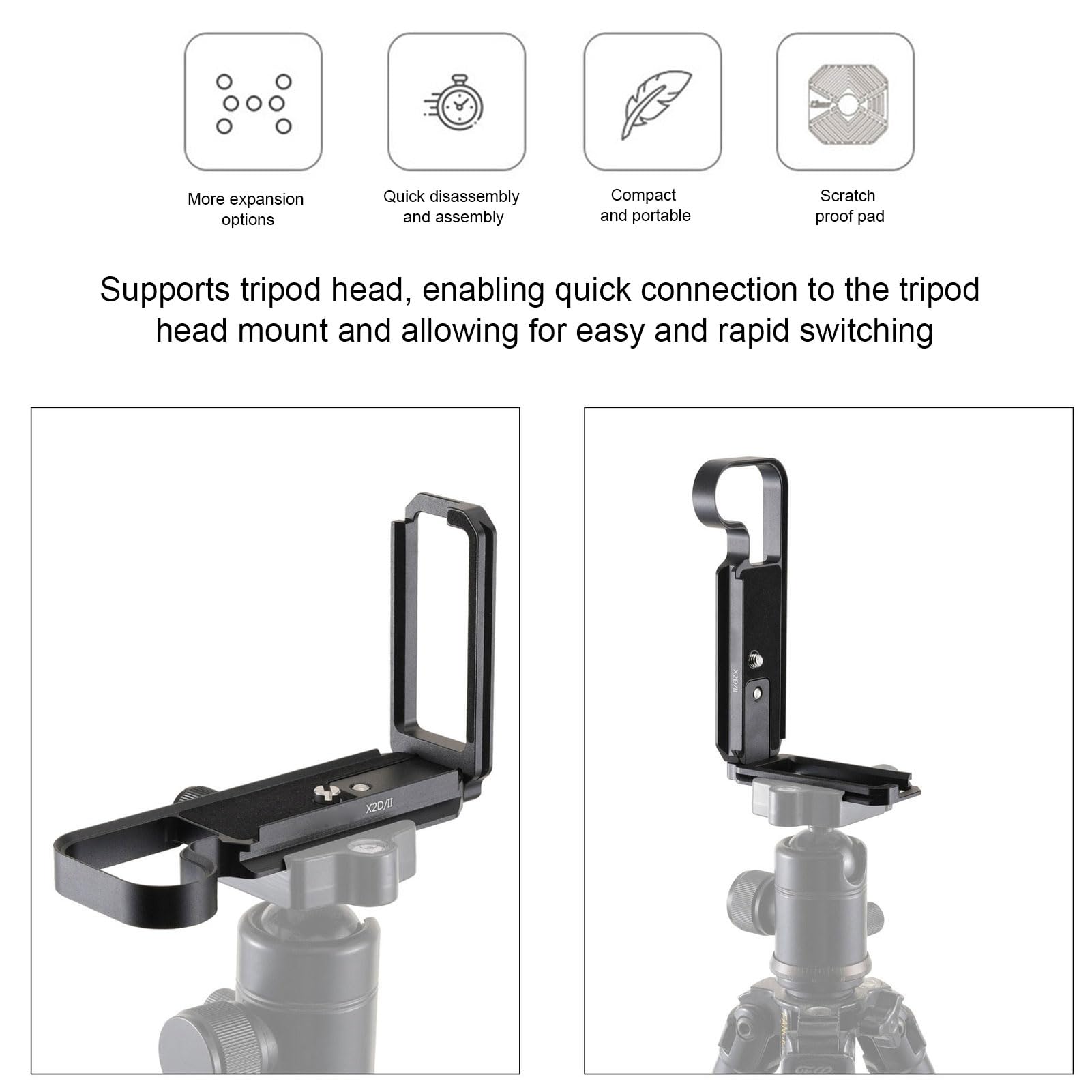Domary L Shape Tripod Fast Release Plate for X2D X2D II, Portable Aluminum