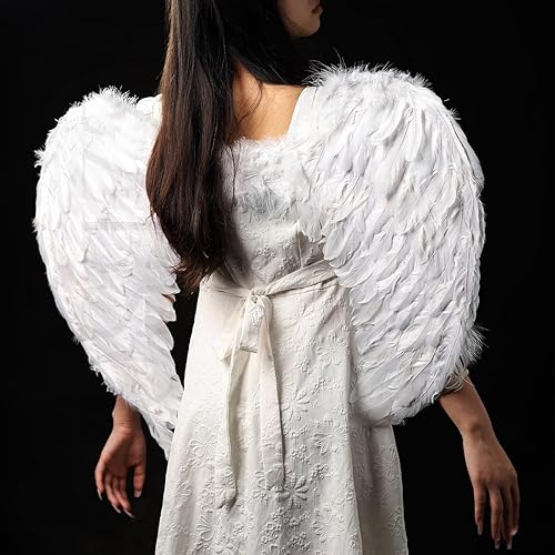 Miniatura 6 de Bmirth Alas de plumas negras diadema alas de plumas disfraces de fiesta de Halloween alas de ángel de plumas blancas