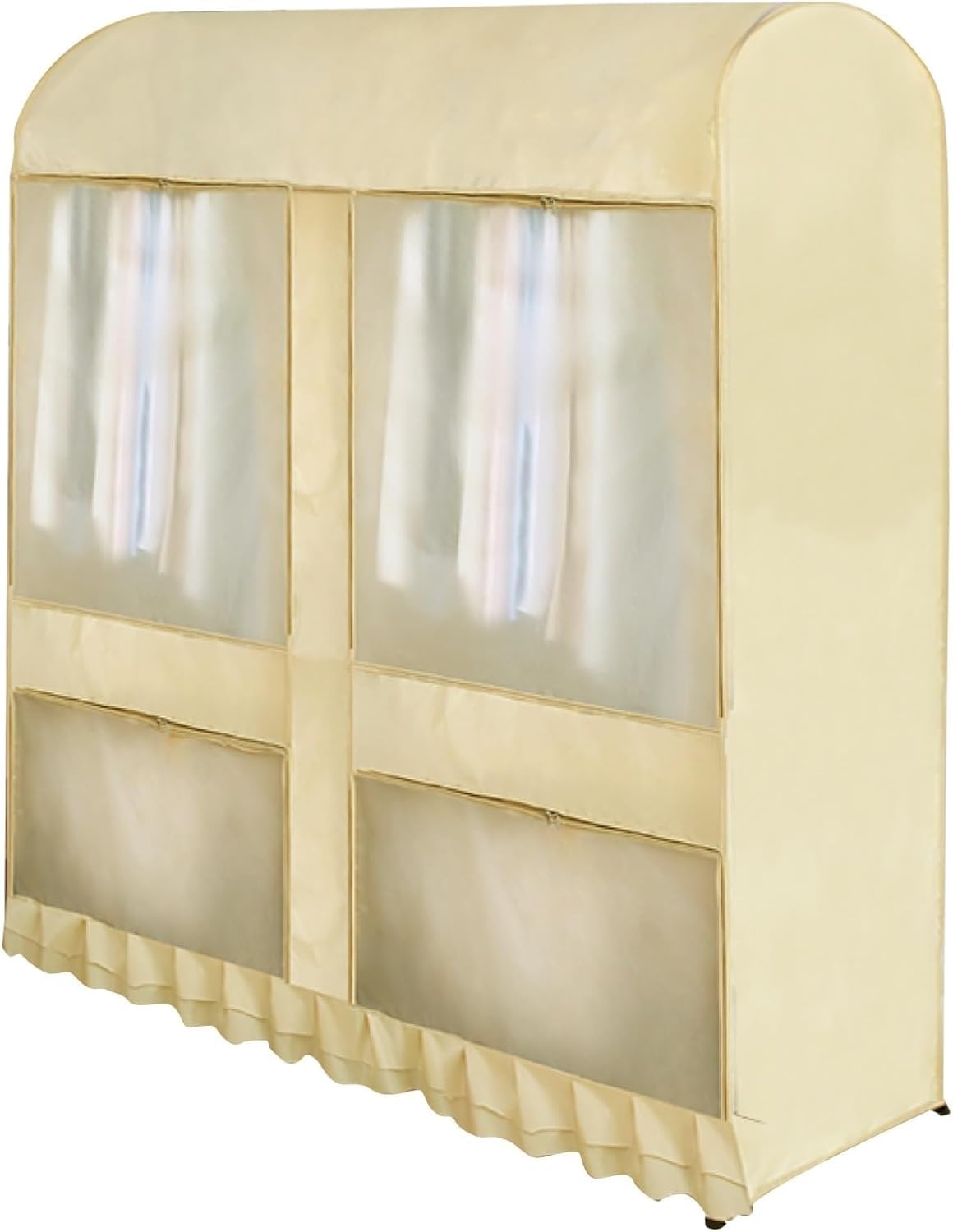 PEVA Dustproof Clothes Rail Cover, Wardrobe Clothes Cover With Lid And Closed Bottom, Gray, Yellow, 100-160x150x50cm(A,160x150x50cm/62x59x19in)