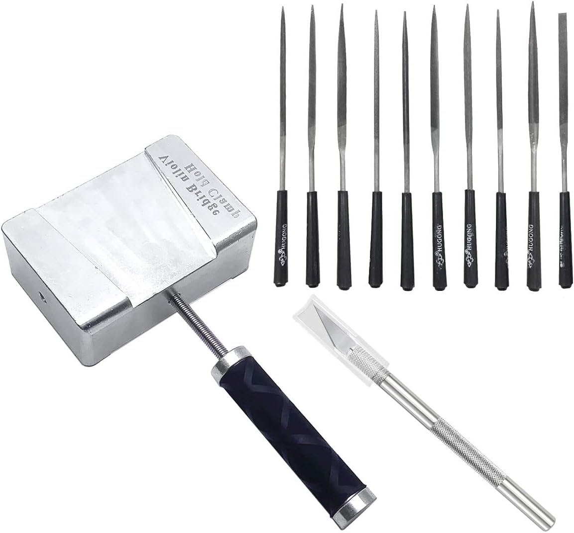 Violin Making Tools Steel Bridge Holder Clamp Fret Nut Saddle Slot Purfling Knife Cutting Slot Groove 12Pack