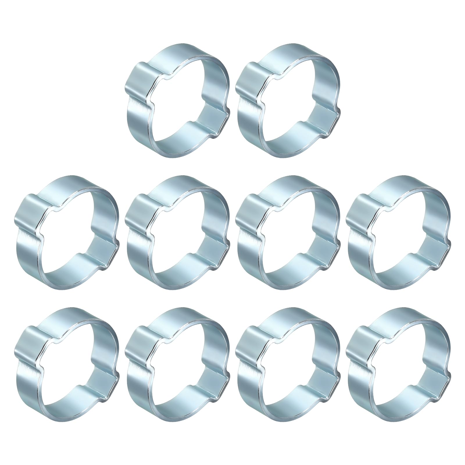 Kozelo 10Pcs Galvanized Steel Double Ear Hose Clamps, Adjustable 19.1-23mm Heavy Duty O Clip Crimp Rings, Zinc-Plated Two Ears Cinch Rings Crimp Pinch Fitting for Automotive, Tubing, Fuel