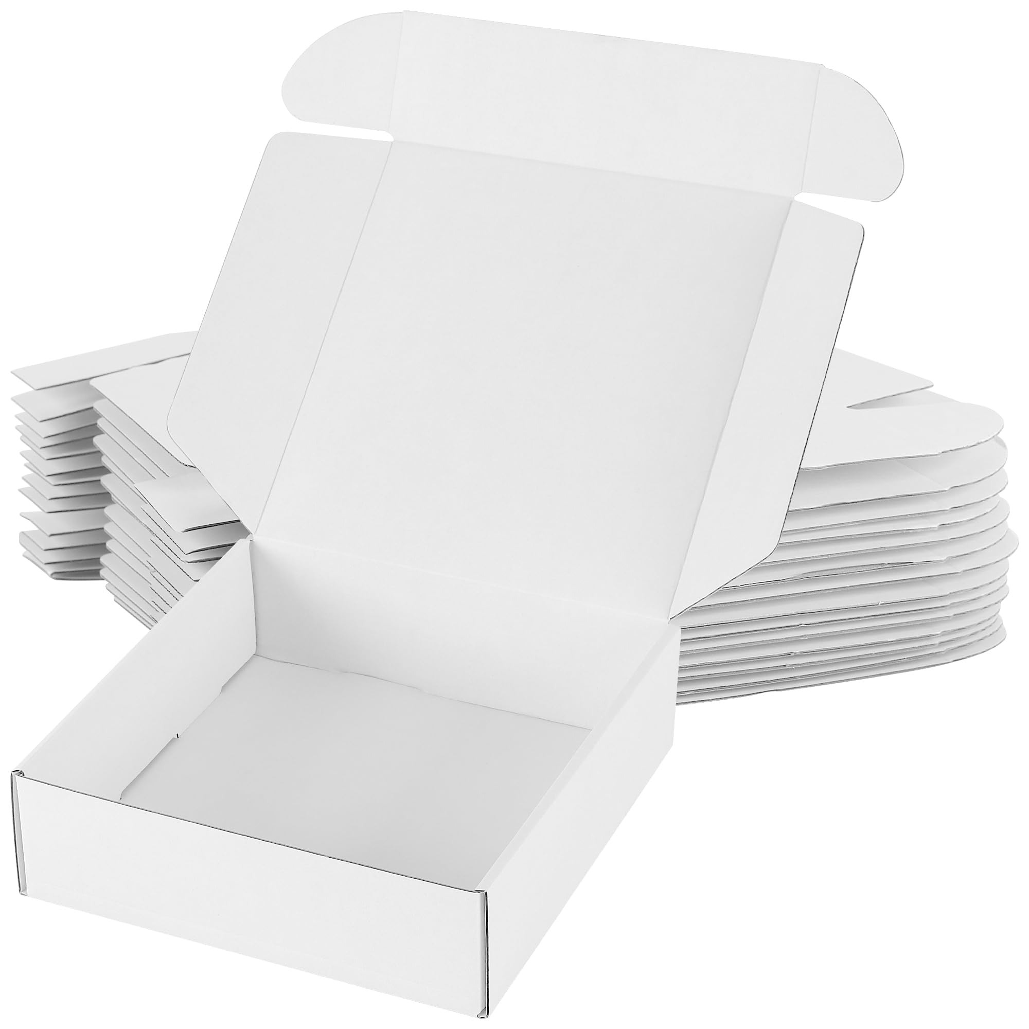 CHEUNGR 15 Pack Small Parcel Postal Boxes, 20x20x6cm White Corrugated Cardboard Boxes for Mailing, Posting, Shipping, Storing and Gift Packaging