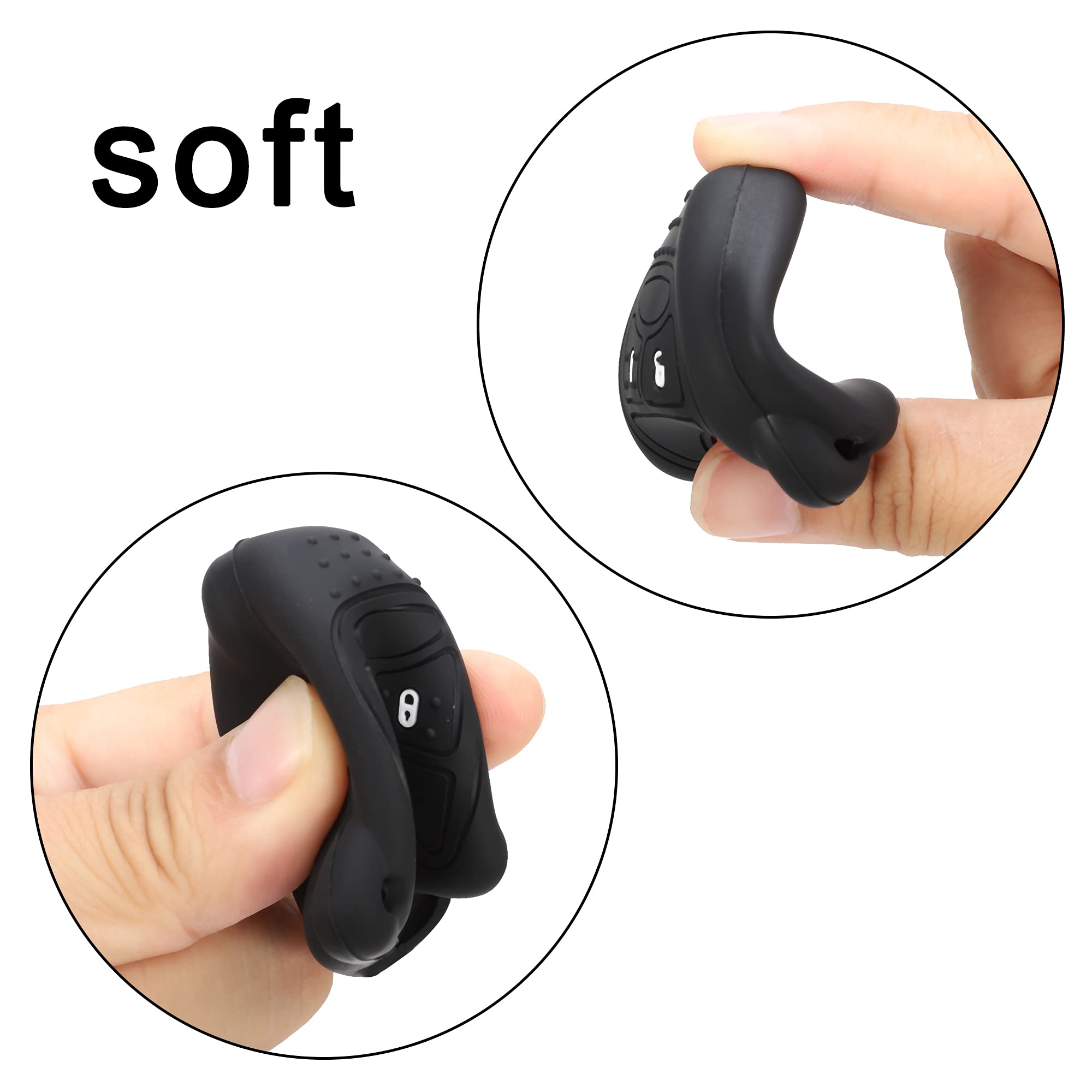 TOMALL 2Pcs Silicone Key Fob Cover 3 Buttons Compatible with Jeep Chrysler Dodge 2007-2018 Wrangler Flip Key Jacket — view 6