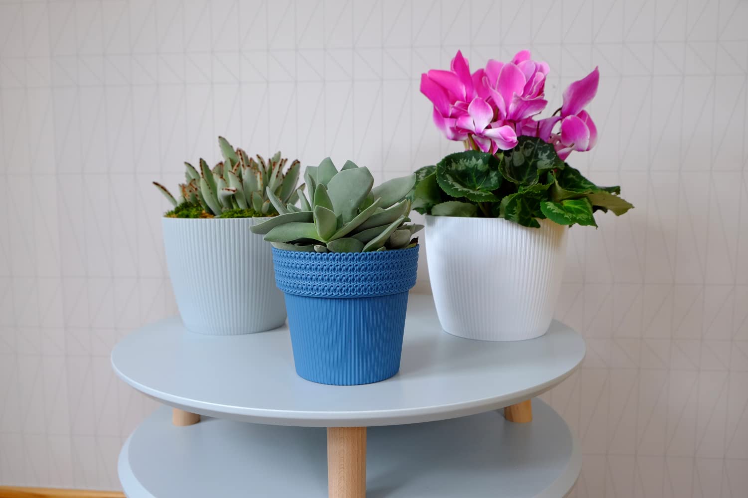 Lamela Blumentopf für Kräuter, Blumentopf, Magnolie, Pulver, Fensterbankhalter, Balkon, Garten, Organizer, Box, Dekoration, Mix! Match! Spielen! (Ø 300 mm, H 250 mm, weiß)