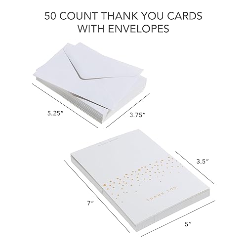 Miniatura 2 de Gartner Studios - Tarjetas de agradecimiento con puntos dorados, color marfil, 3.5 x 5 pulgadas, juego de 50 unidades, incluye sobres