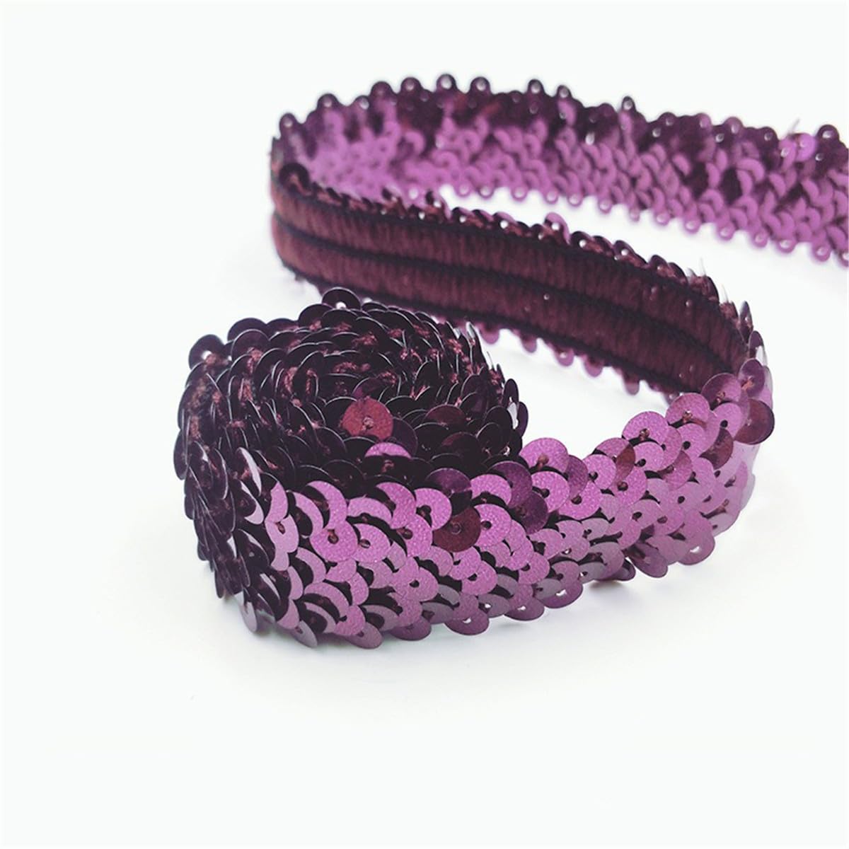 Lamówki cekinowe do szycia Cekinowa brokatowa wstążka warkoczowa wielokolorowa 20Y Sew(Grape Purple)