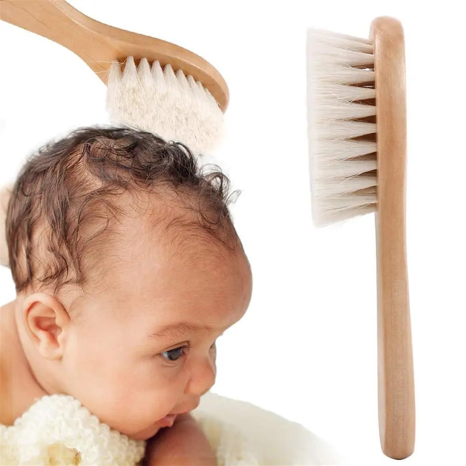 Baby Care czysta naturalna wełna dziecięca drewniana szczotka złamana miękka szczotka do czyszczenia włosów szczotka do masażu szczotka do kąpieli dla niemowląt