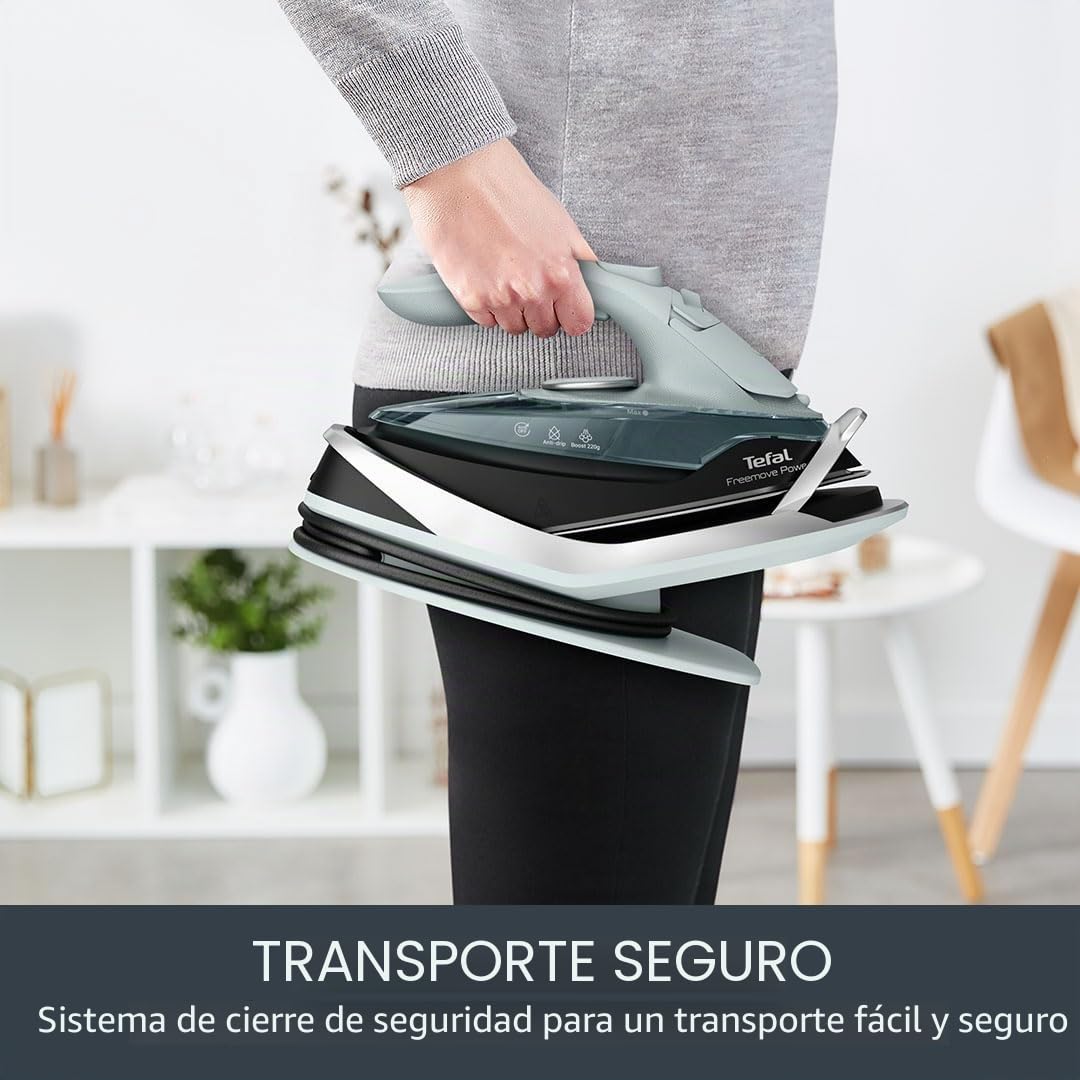 Tefal Freemove Power FV6672G0 - Plancha de vapor inalámbrica - 2600 W, 40 g/min de vapor continuo, 220 g, recarga de 11 segundos, ligera 960 g, suela de cerámica, apagado automático, antigoteo