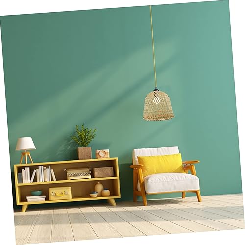 Miniatura 7 de Uonlytech Pantalla de bambú colgante lámpara lámpara boho aplique de pared rústico lámpara de pared lámpara de pared cubierta de luz de bambú