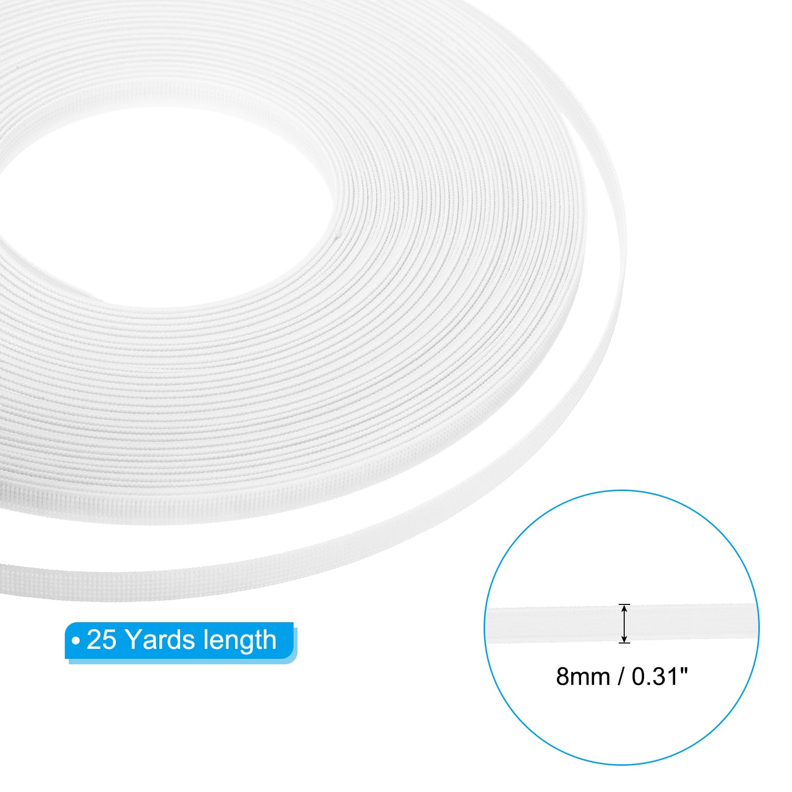 PATIKIL 8mm x 25 Yards Boning for Sewing, Polyester High-Density Boning for Handmade Dolls Hats Handbags Wedding Dresses, White - Image 2