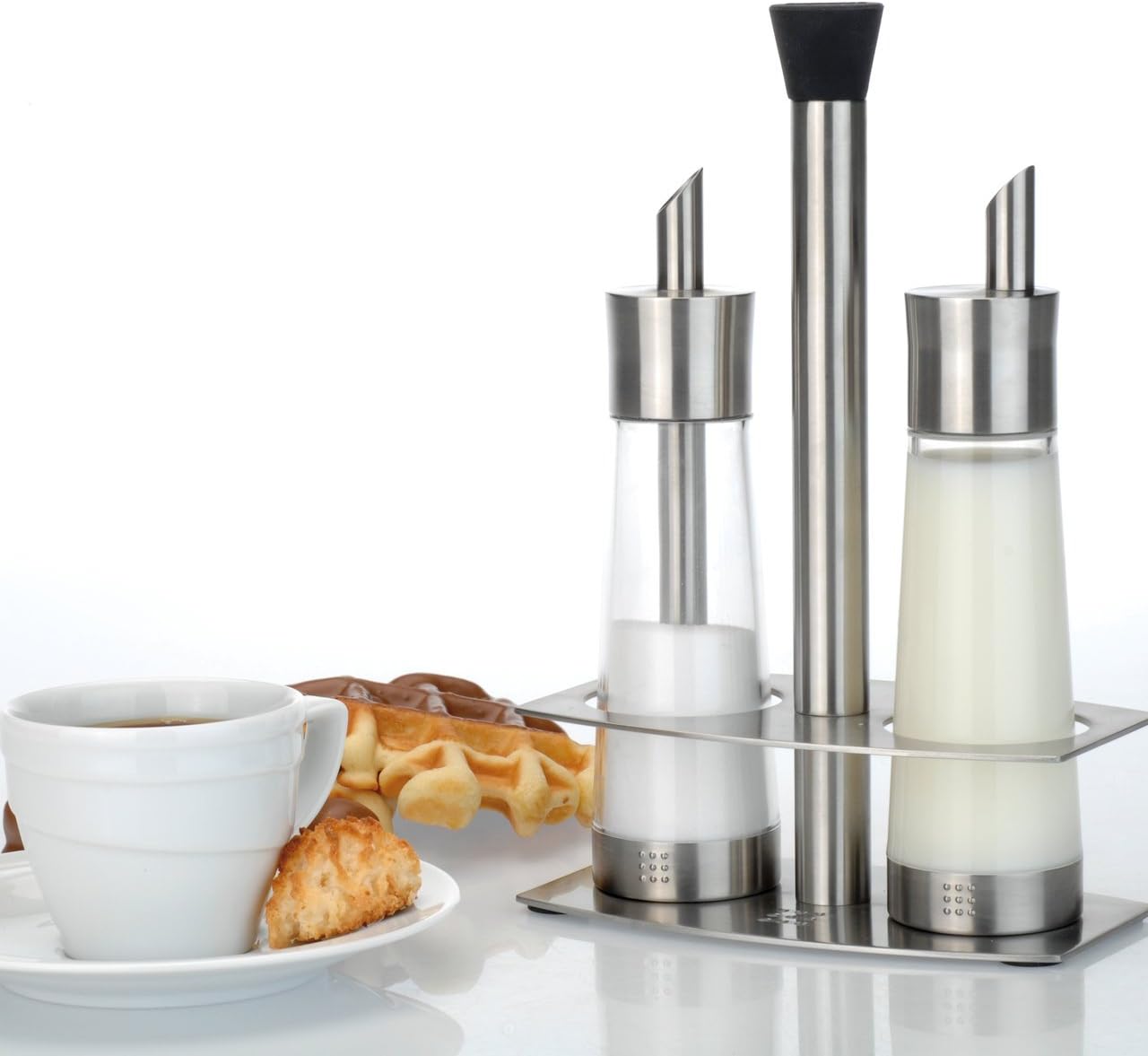 BergHOFF Orion Stainless Steel Sugar and Creamer Set with Stand, Silver, 23 x 9 x 15.5 cm