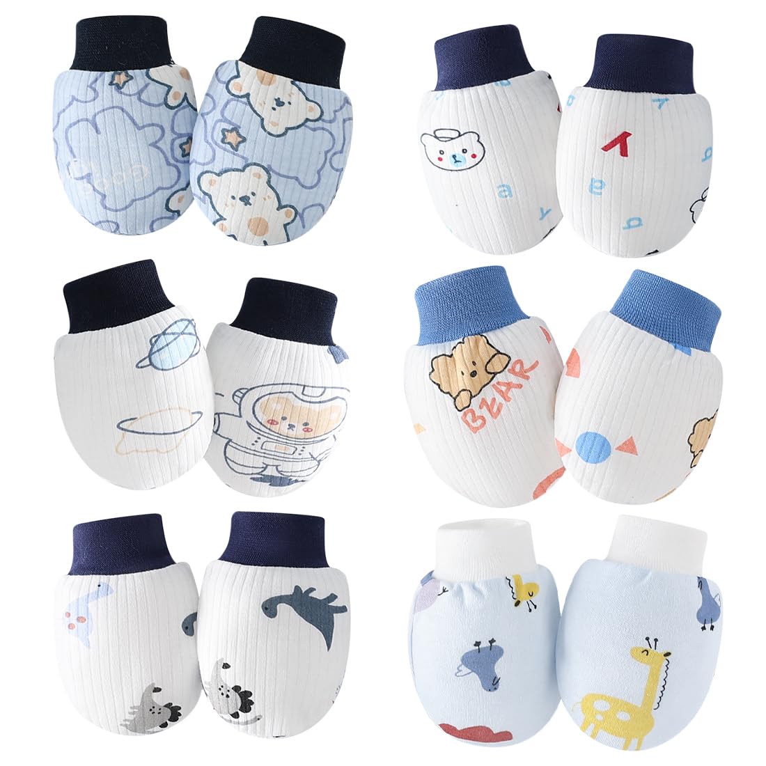 Manitas Recién Nacido 6 Pares Guantes Bebé Recién Nacido - Algodón Suave Antiaarañazos - Manoplas 0-6 Meses Niños Niñas Manoplas Para Bebé Recien Nacido
