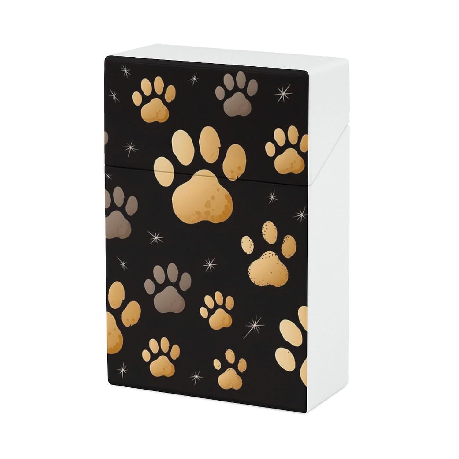 Dog Paw Print Cigarette Case Portable Cigarette Holder Box with One-Press Dispenser Compact Cigarettes Box Vintage Cigarettes Storage for Men & Women
