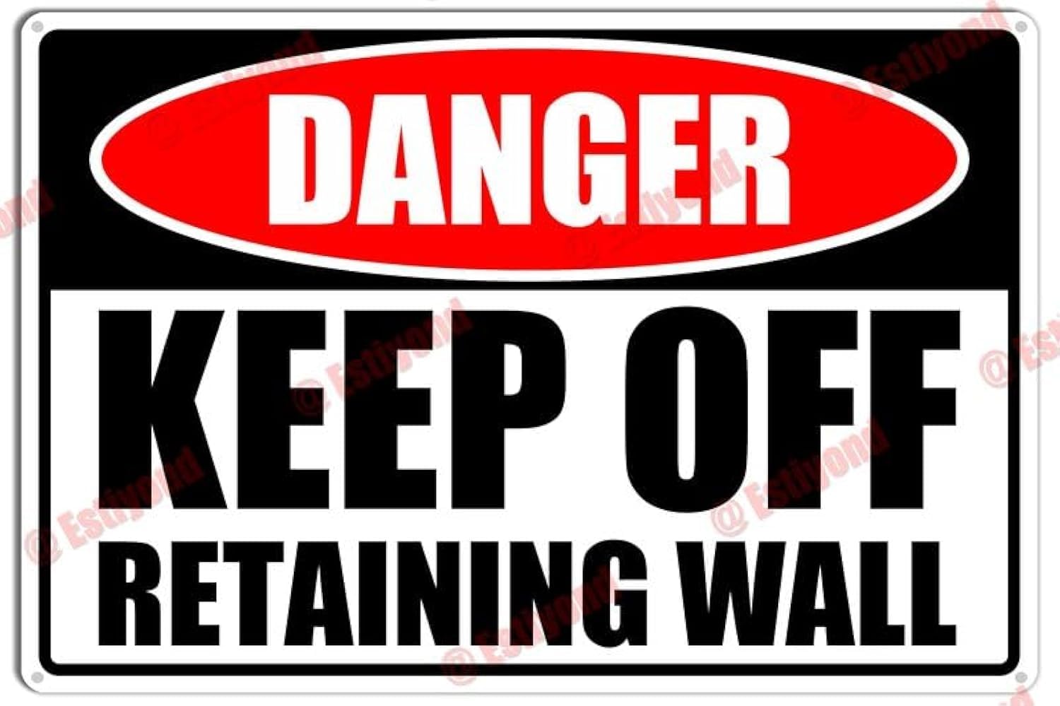 Aluminum Signs,Keep Off Retaining Wall Caution Outdoor Warning Notice Aluminum Metal Sign 8x12 Inch