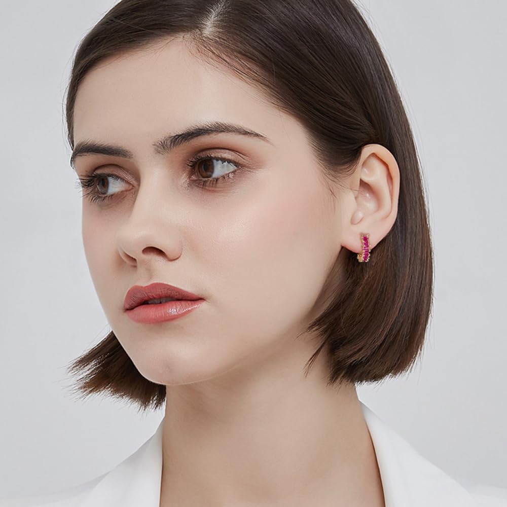 C Shaped Cubic Zirconia Cartilage Small Hoop Earrings for Women 925 Sterling Silver Post 18K Gold Plated Hypoallergenic Multi Colors Crystal Open Round Circle Huggie Hoops Minimalist Hooped Fashion Jewelry Gifts 13mm - Image 3