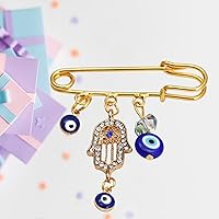 Vista 3 de Turquía Evil Eye Rhinestone Charm Blue Lucky Eyeball Manos Broche Pines Joyería para la Buena Suerte