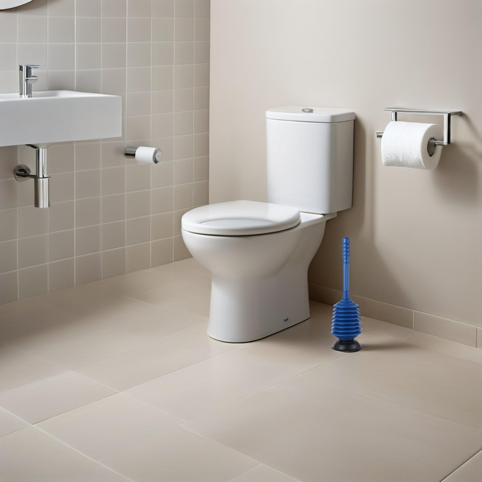 Zerodeko Desatascador Color Azul Succión de Alta Presión para Inodoros Material PP Resistente Adecuado para Desatascar Tuberías en Baños y Cocinas