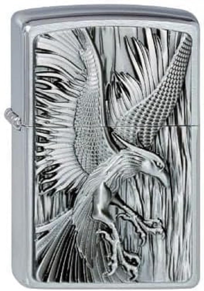 Zippo Zapalniczka Sztormowa Phoenix On Fire, Szczotkowany Chrom, Wiatroszczelna, Pudełko Prezentowe, USA