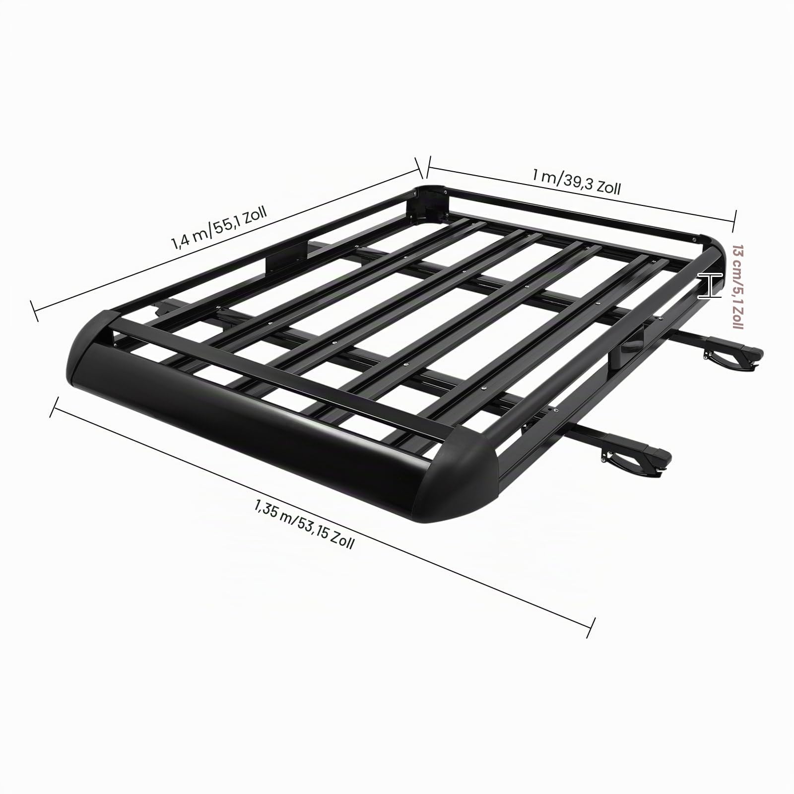 140 x 100CM Universal Auto Aluminium Dachst Nder Korbwanne, 150KG Tragfähigkeit Einstellbare Breite Schwarz Dachkorb Dachtrger Dachträger Metall Dachgepäckträger für SUV Modelle Eingebauten