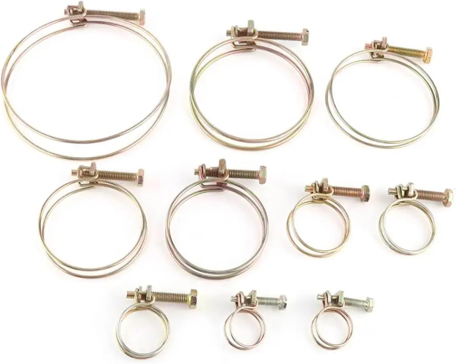 10pcs Hose Clamps Adjustable Pipe Clamps Double Wire Hose Clip Clamps For Woodworking Hoop Plumbing Fastener(29mm)