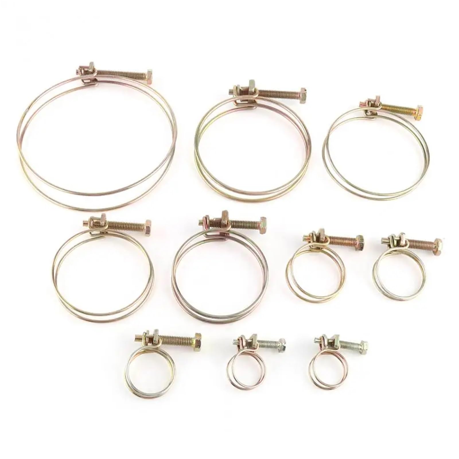 Lot de 10 colliers de serrage réglables à double fil for tuyaux, for le travail du bois, la plomberie(25mm)