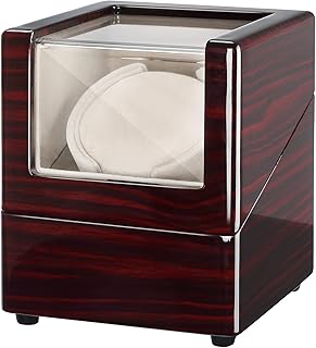 CHIYODA Watch Winder for Single Automatic Watches Solid Wooden Box with Mabuchi Motors, Battery Powered or AC Adapter 12 R...