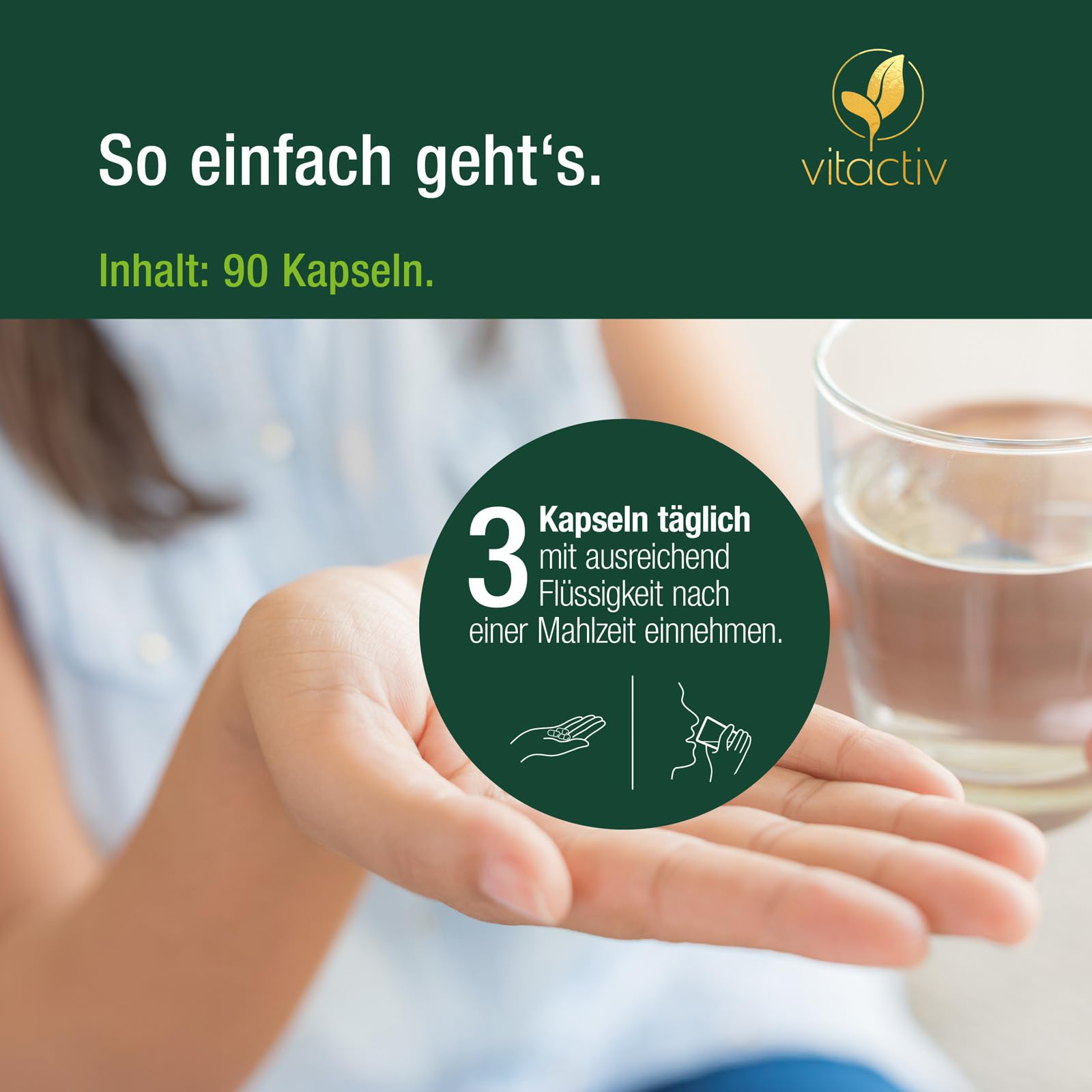 VITACTIV Migra Komplex - 90 Mutterkraut Kapseln für Kopf Balance - Plus Ingwer Extrakt, Magnesium, Coenzym Q10, Vitamin B2 - Produziert & Laborgeprüft in Deutschland - Vegan, Ohne Künstliche Zusätze