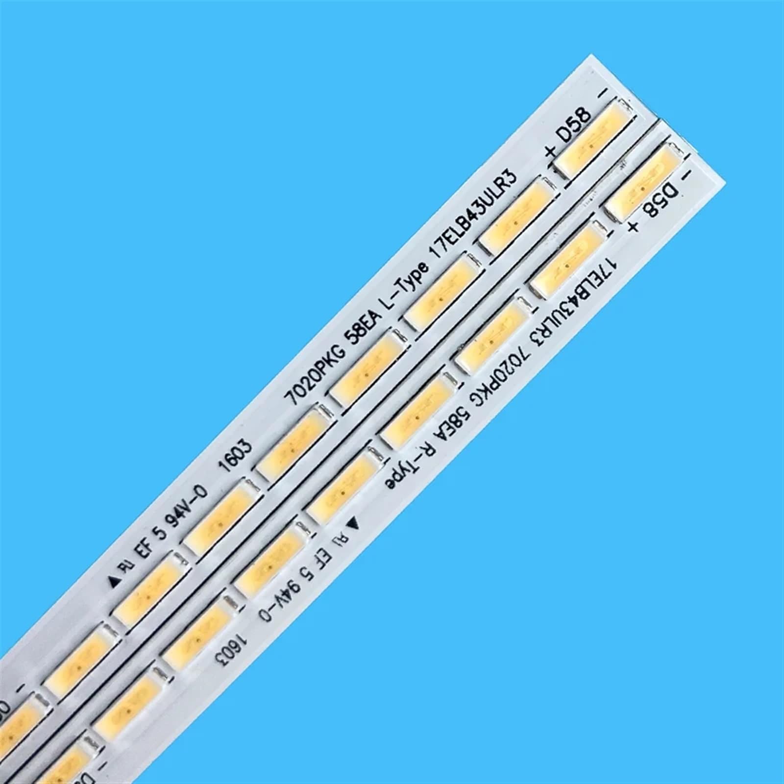 Striscia di retroilluminazione a LED da 474 mm Compatibile for 58 luci 43UB VESTEL/7020PKG 58EA 17ELB43ULR37020PKG 58EA L-Type 17ELB43ULR3