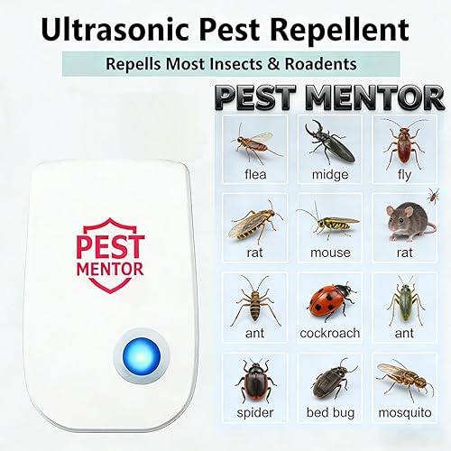 Miniatura 2 de Repelente ultrasónico de control de plagas, paquete de 10 unidades, enchufe electrónico repelente de plagas en interiores para insectos, cucarachas,