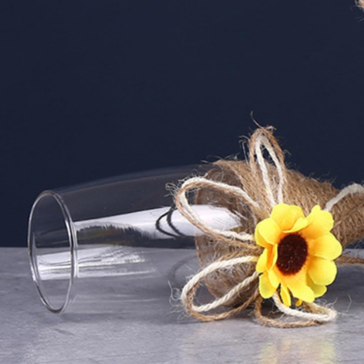 Rustic Sunflower Wine Goblets Wrapped with Rope for Wedding Toasts Elegant Glasses for Engagements Parties Banquets and Cocktail Celebrations