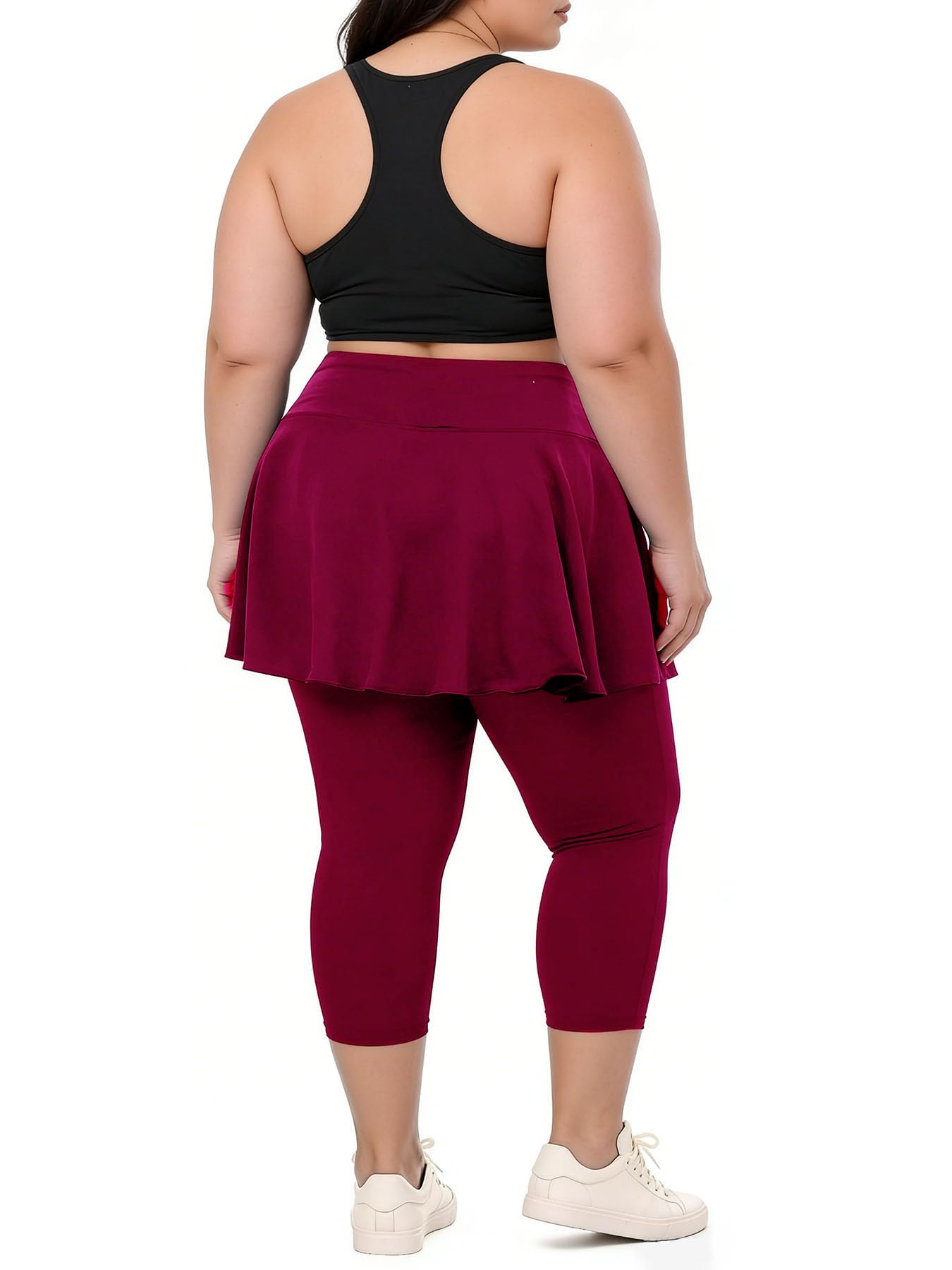 Übergröße Damen Sportrock mit 3/4 Leggings – Tennisrock Yoga Golf Fitness Rock Trainingsrock mit integrierter Capri Leggings