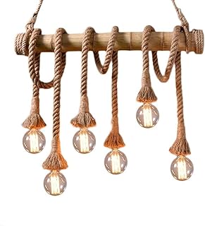 Chandelier Vintage Style Metal Hanging A Chandelier Suitable for Living Room Bedroom Corridor Restaurant Hemp Rope 6 Head (Color : Hemp Rope Size : 4 Head) (Hemp Rope 4 Head) (Hemp Rope 4 Head) (Hemp Rope 6 head)