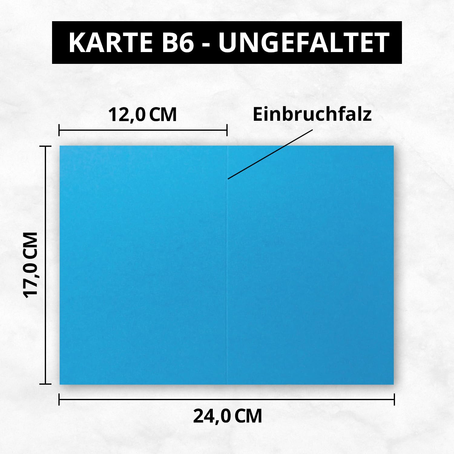 FarbenFroh B6 Folding Cards 12 x 17 cm Blank Double Cards for Invitations / Greeting Cards Suitable for Printers Azure Blue Pack of 50 - Image 4