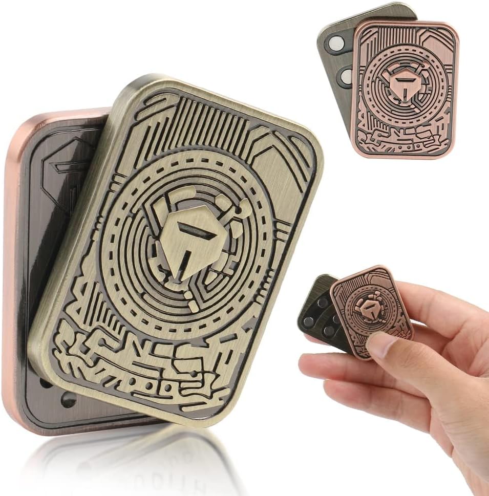 MAKINGTEC Magnetic Metal Fidget Toys - Metal Poker Push Card Fidget Slider Stress Relief Toy, Men’s EDC Toy Fidget Toy Haptic Coin, Office Desk Toys Gifts (Knight)