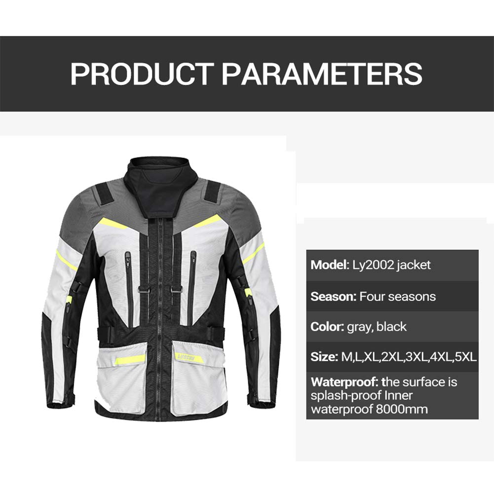 GJXJY Chaqueta de Moto Impermeable y Transpirable Protectores de EVA Extraíbles Forro Térmico Extraíble para Hombre de Toda Estaciòn