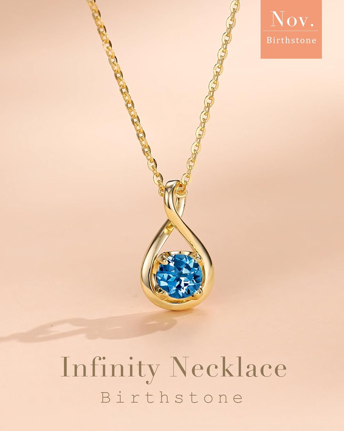 FANCIME Birthstone Necklaces for Women Fine Jewelry Sterling Silver Dainty Infinity Pendant Anniversary Birthday Valentines Day Gifts for Her Wife Mom Lady Daughter, Chain 16"+2" Extend - Image 3