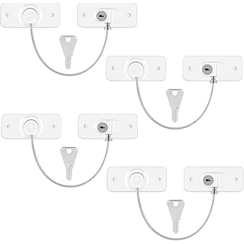 Pack of 4 Fridge Locks No Drilling Window Lock Children Fridge Lock with 4 Keys Cabinet Lock Baby for Doors Washing Machines