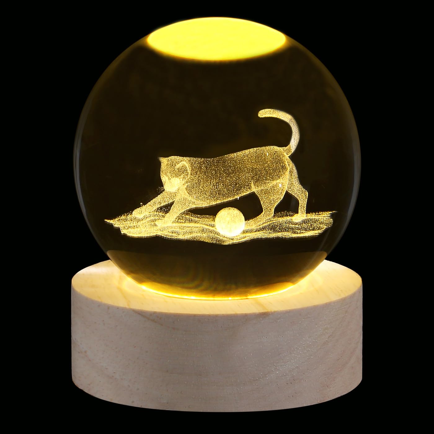 SAHOOTTIE 60mm 3D Cat Crystal Ball Paperweight Cat Gifts for Women Cat Gifts for Cat Lovers Cat Memorial Gifts Cat Lover Gifts Glass Ball Cat Ornament-F