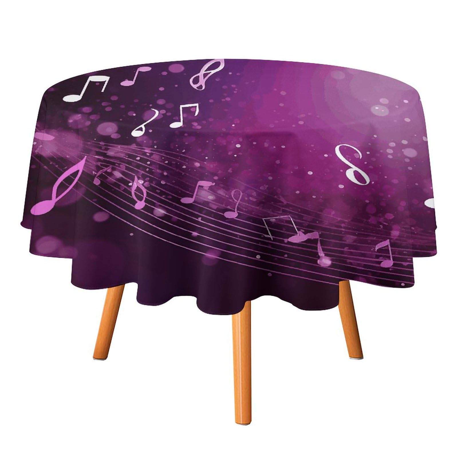 Nappe ronde musique 152cm imperméable et antitache pour table de salle à manger