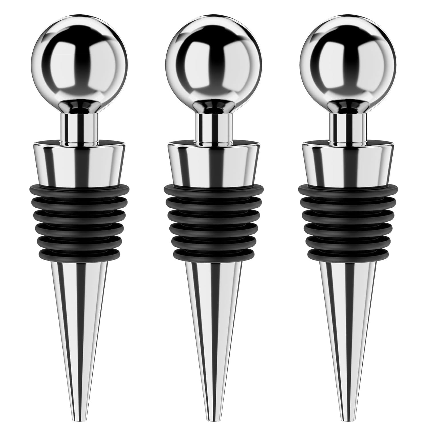 Wine Bottle Stopper – Stainless Steel & Silicone Reusable Vacuum Cork (Pack of 3) – Premium Leak-Proof Bottle Sealers for Wine, Liquor, Whiskey & Champagne – Bar & Home Accessories-image-41