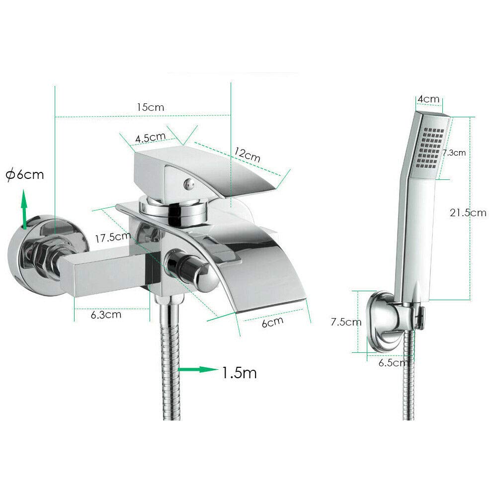 Badewannenarmatur mit Handbrause Badewanne Duschsysteme Duscharmatur mit Wasserfall Auslauf Einhebel-Wannenarmatur Badarmatur für Bad Badezimmer Dusche