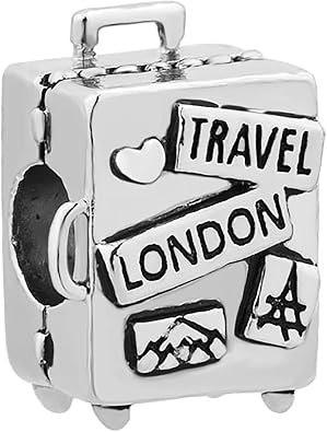 LSxAB Travel Charms fits Pandora Bracelets for Women Luggage Camera Silver Charm for Bracelets Necklace Pendant for Women Birthday Jewelry