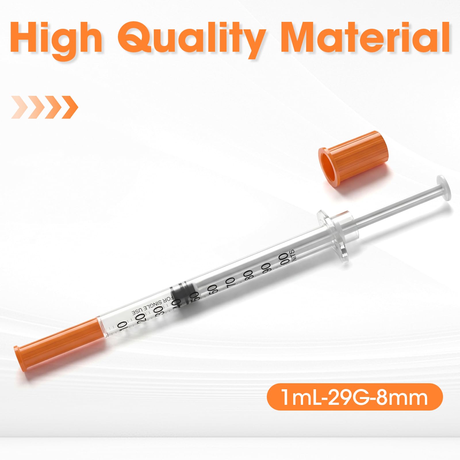 1ml/cc 29G 5/16" (8mm) Syringe, U-100 Disposable Syringes, Pack of 100 — Amazon image 4