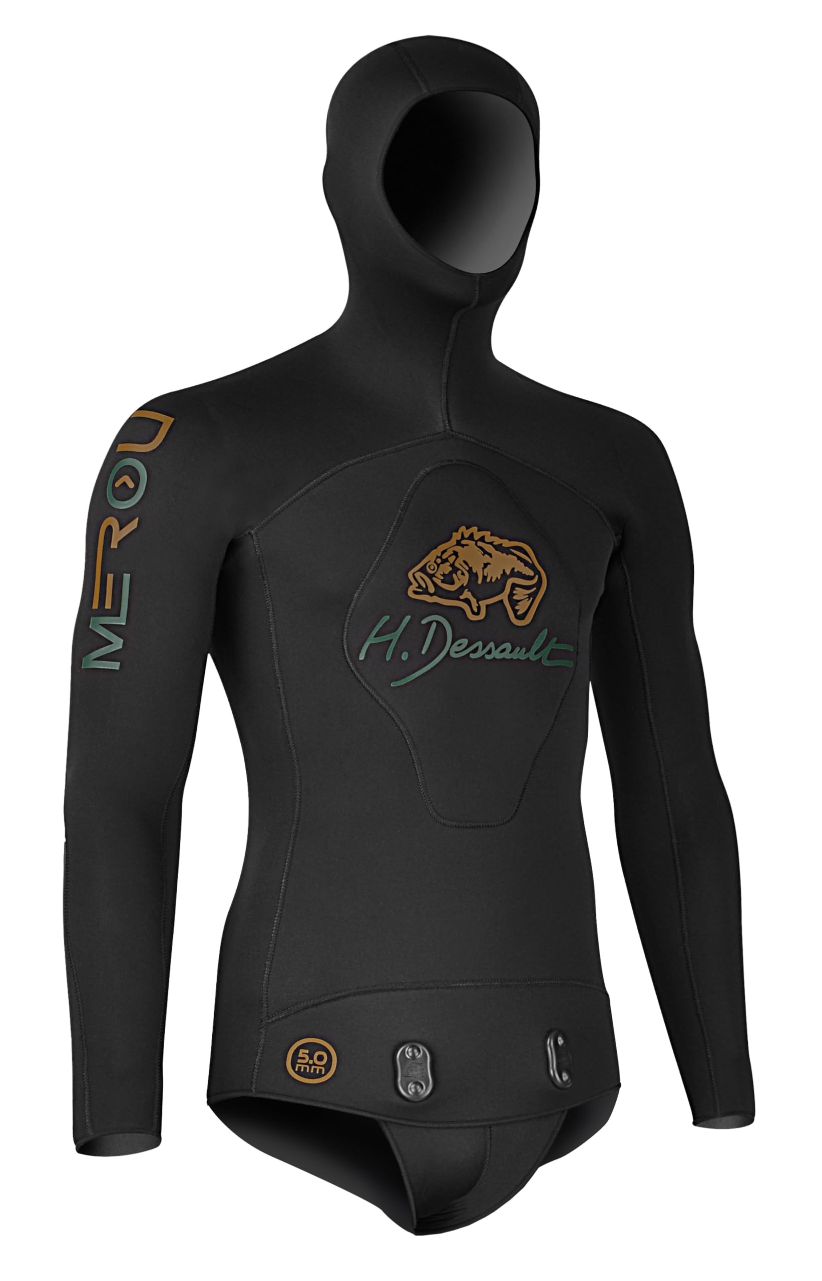H.Dessault By C4 - muta MEROU black spessori 5 e 7 MM - Muta da Pesca Subacquea, neoprene certificato senza Ftalati e Latex. Giacca e Pantaloni venduti separatamente