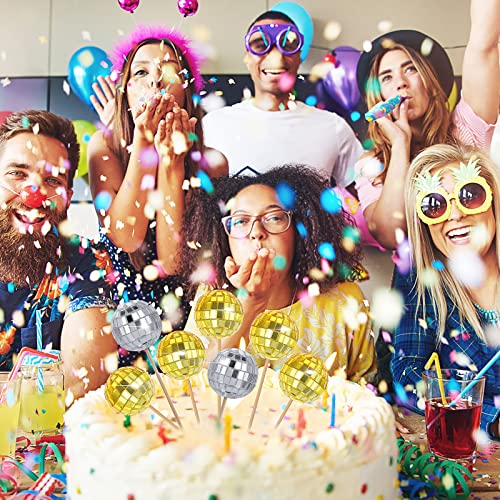 20 Pieces Disco Ball Cupcake Toppers Mini Disco Balls Happy Birthday Cake Topper 1970S Disco Ball Cake Decorations For Disco Theme Party 70S Theme Party Favor (10 Gold+10 Silver) #TOP3