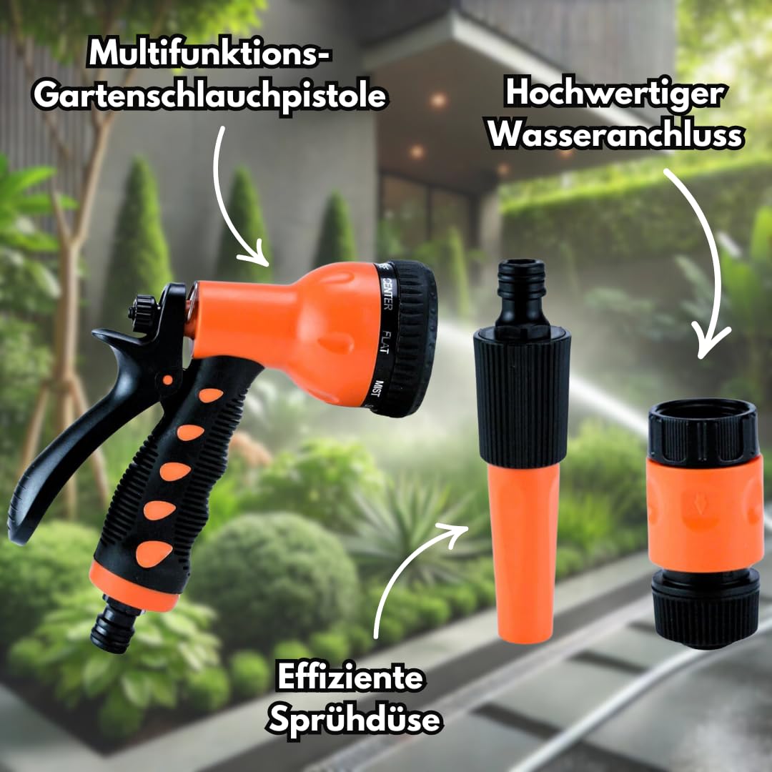Schlauchtrommel & Wand-Schlauchbox 20M+2M – Hochwertiger 1/2-Zoll Automatik-Gartenschlauch mit 180° Rückholfunktion, robuste, wetterfeste & platzsparende Lösung für Garten, Terrasse & Balkon