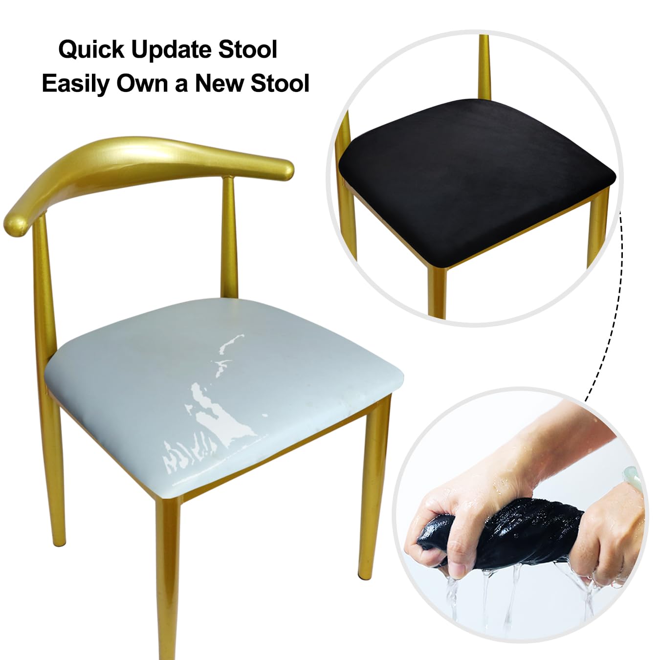 Coprisgabello In Velluto Elasticizzato - Per Sgabelli 36-50 Cm | Lavabile E Antiscivolo - Foto 3