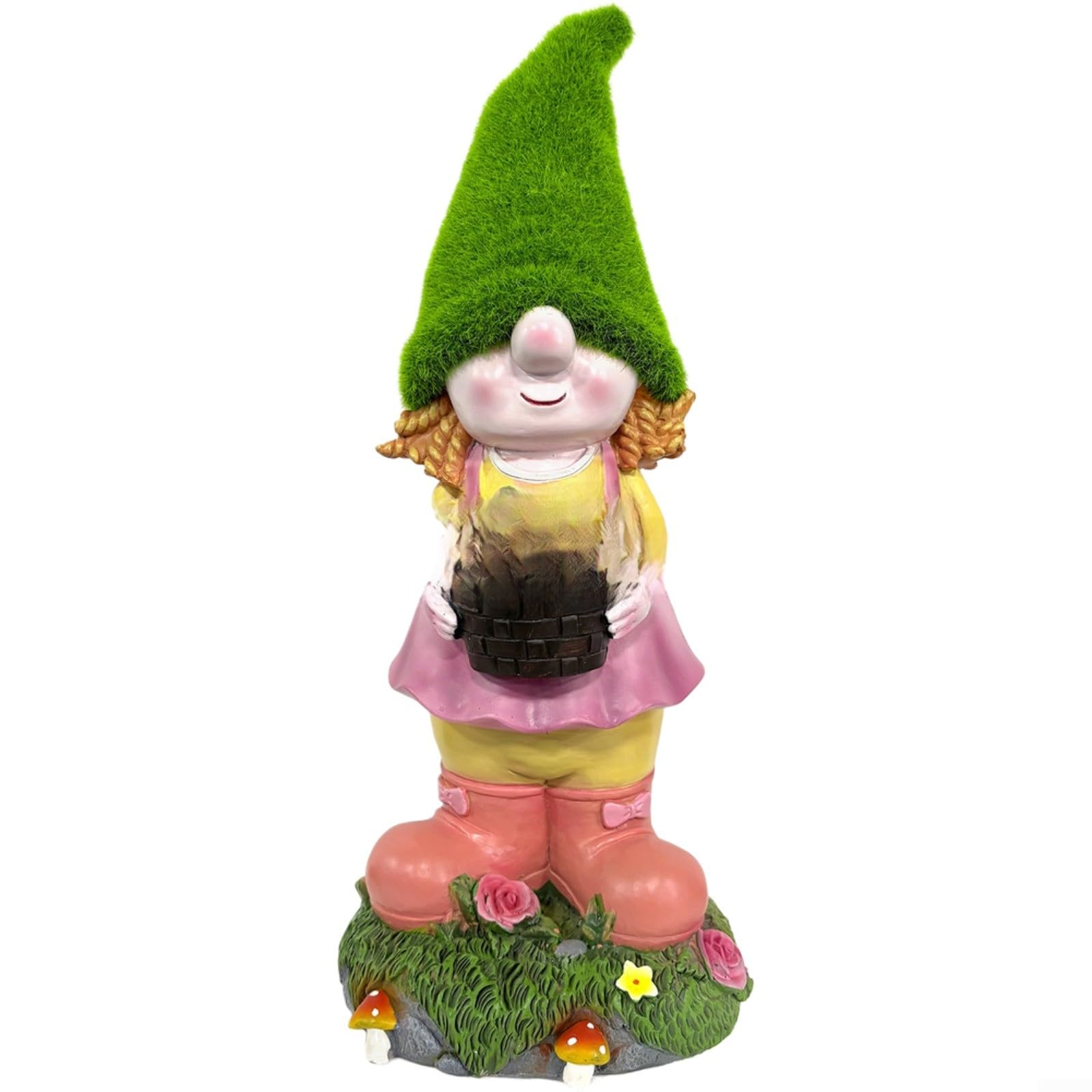 Statue de fille en résine solaire verte 34 cm pour embellir un jardin triste sans fil