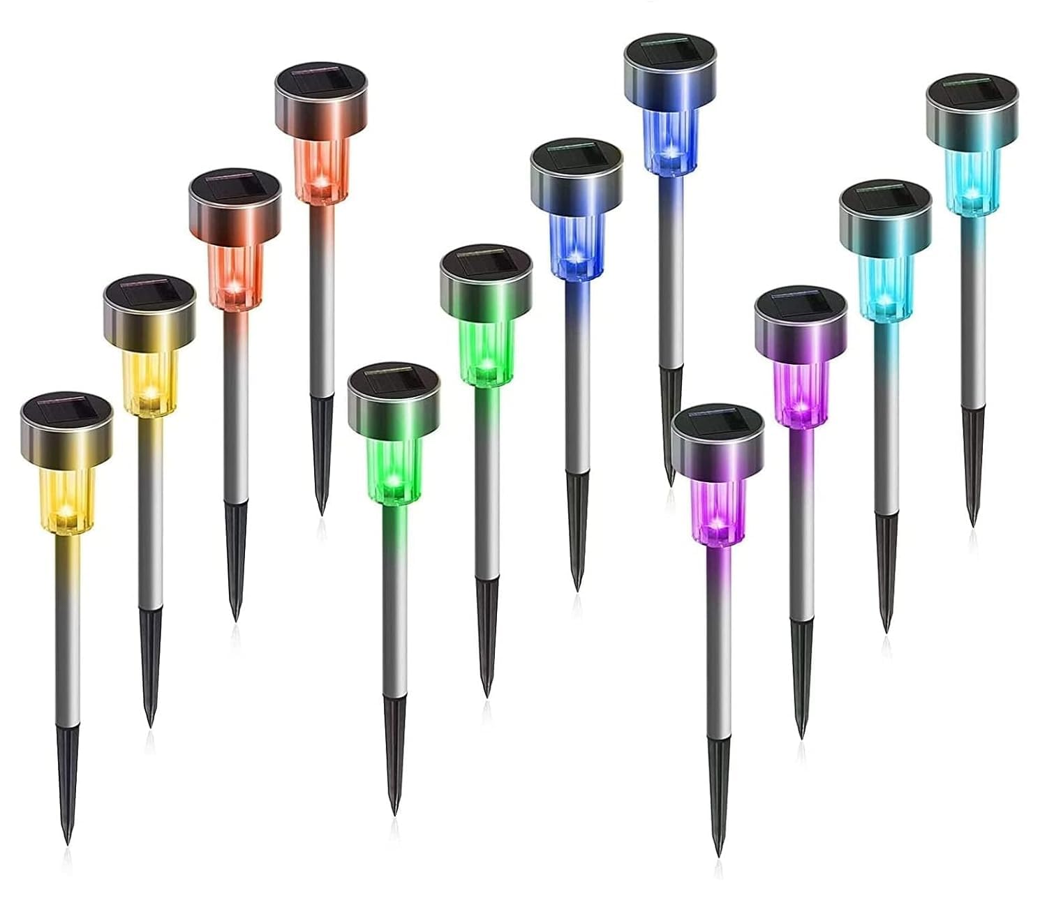 Solar Outdoor LED Landscape Lights - Stainless Steel Solar-Powered Garden Lighting for Pathway, Walkway, Patio, Yard, Lawn (Multicolor, 2)-image-20